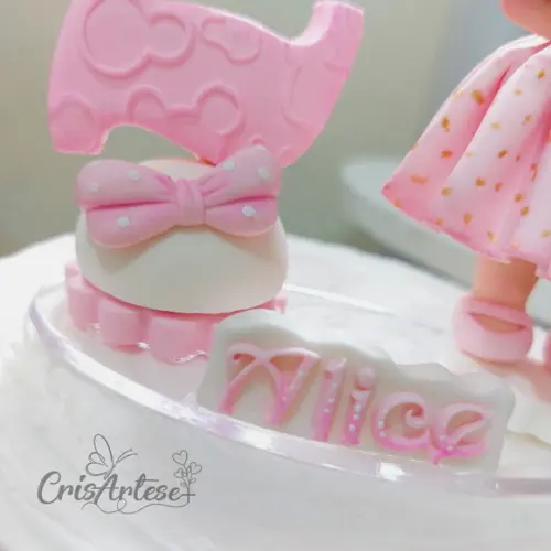 Vela Minnie Rosa em Biscuit