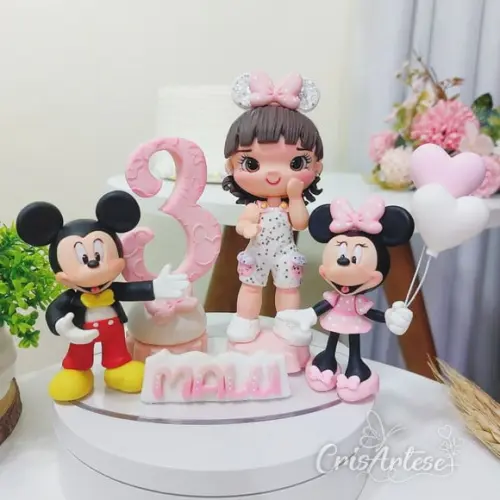 Vela Minnie Rosa em Biscuit
