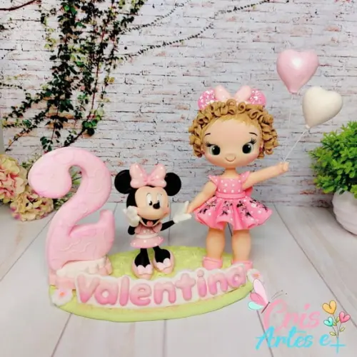 Vela Minnie Rosa em Biscuit