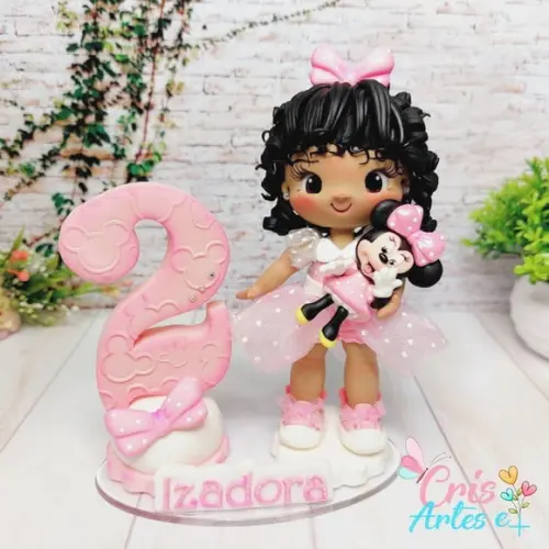 Vela Minnie Rosa em Biscuit