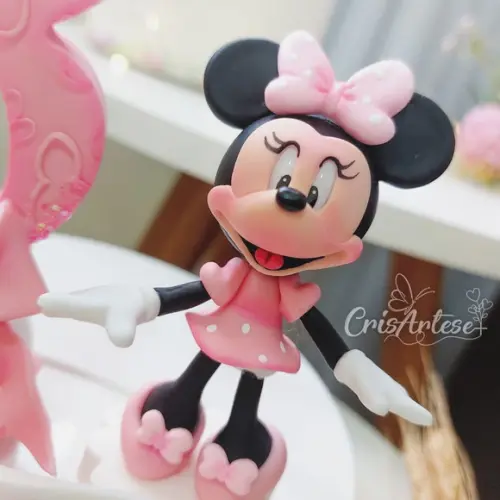Vela Minnie Rosa em Biscuit