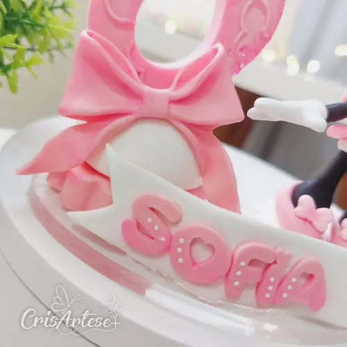 Vela Minnie Rosa em Biscuit