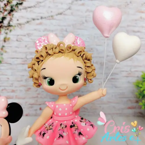 Vela Minnie Rosa em Biscuit