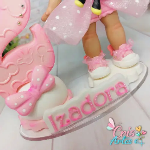 Vela Minnie Rosa em Biscuit