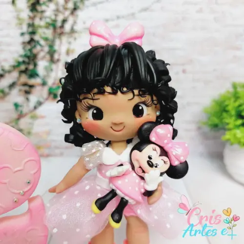 Vela Minnie Rosa em Biscuit
