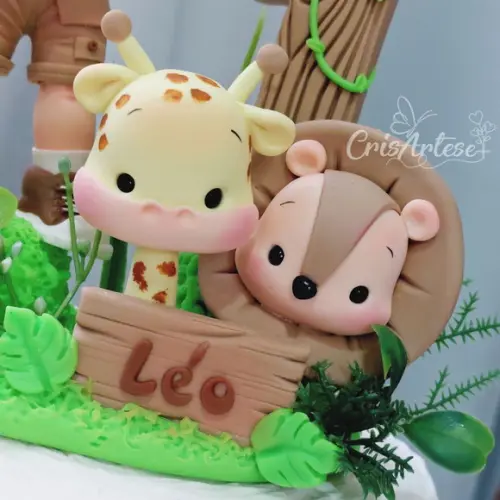 Vela Safari Biscuit Topo de Bolo Topinho