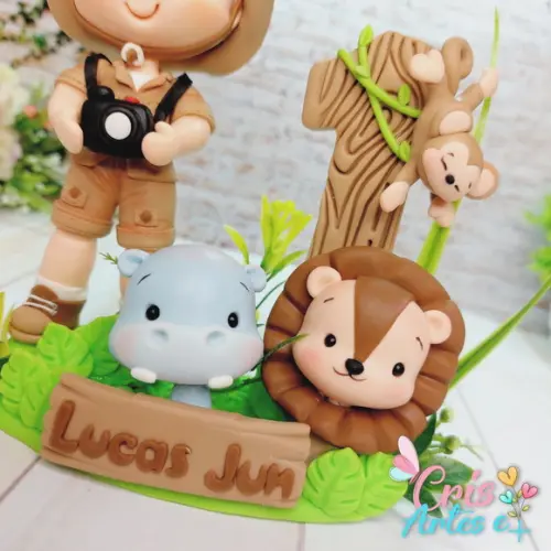 Vela Safari Biscuit Topo de Bolo Topinho