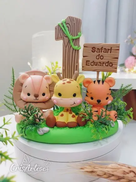 Vela Safari Biscuit Topo de Bolo Topinho