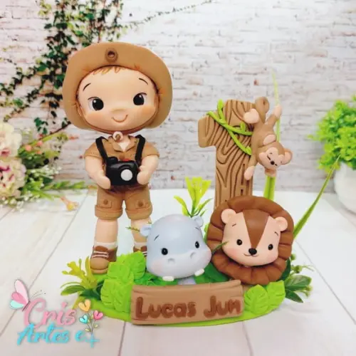Vela Safari Biscuit Topo de Bolo Topinho
