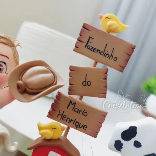 Vela Topo de Bolo Biscuit Fazendinha