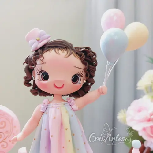 Vela Topo de Bolo Circo Rosa Menina Biscuit