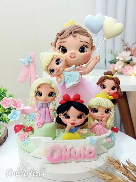 Vela Topo de Bolo em Biscuit Princesa