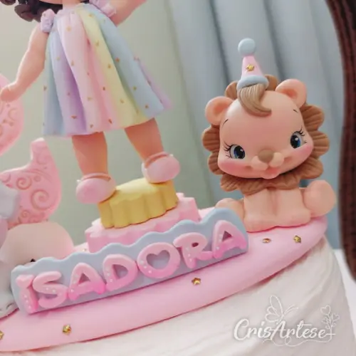 Vela Topo de Bolo Circo Rosa Menina Biscuit