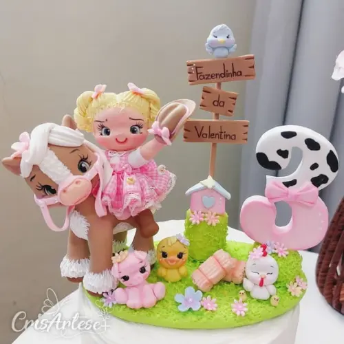 Vela Topo de Bolo Fazendinha Menina