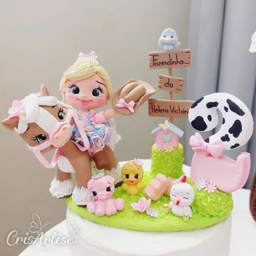 Vela Topo de Bolo Fazendinha Menina