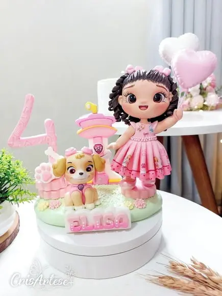Vela Topo de Bolo Patrulha Menina