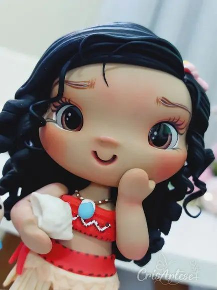Vela Topo de Bolo Personalizado Moana Biscuit
