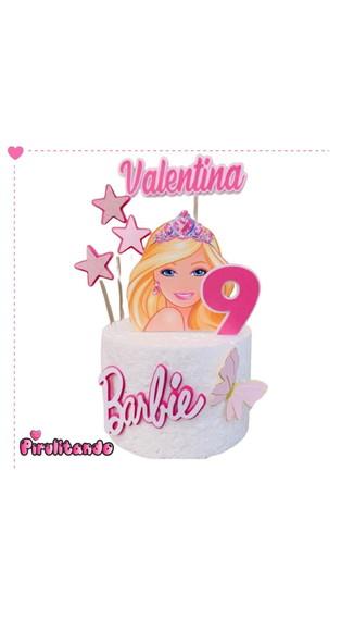 Topo de Bolo Barbie com Borboletas