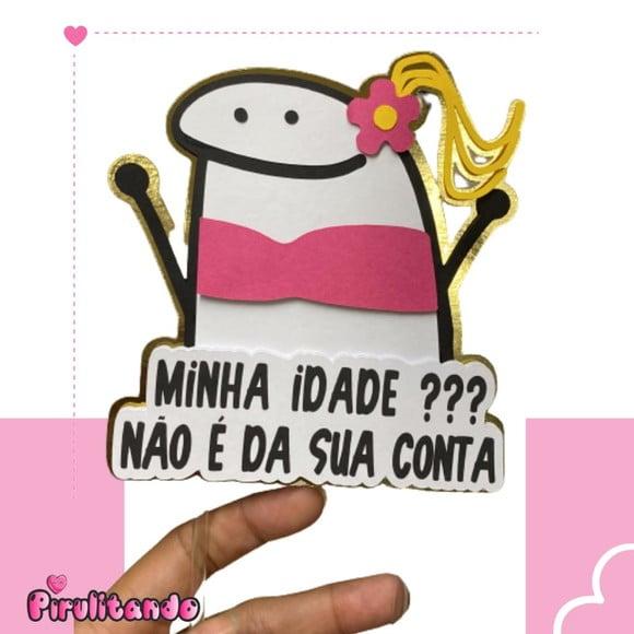 Topo de Bolo Flork Minha Idade Nao É da Sua Conta