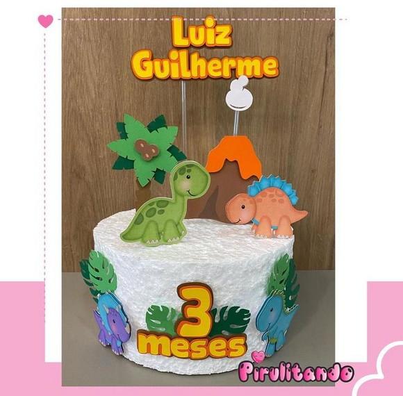 Topo de Bolo Dinossauro Baby Dino Cute Menino