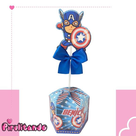5 Centros de Mesa Personalizado Capitao America Cute