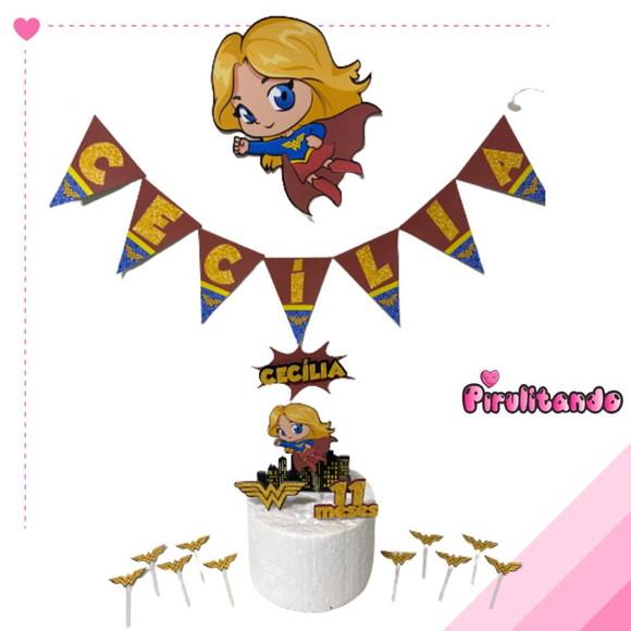 Kit Festa Só Um Bolinho Supergilr / Mulher Maravilha