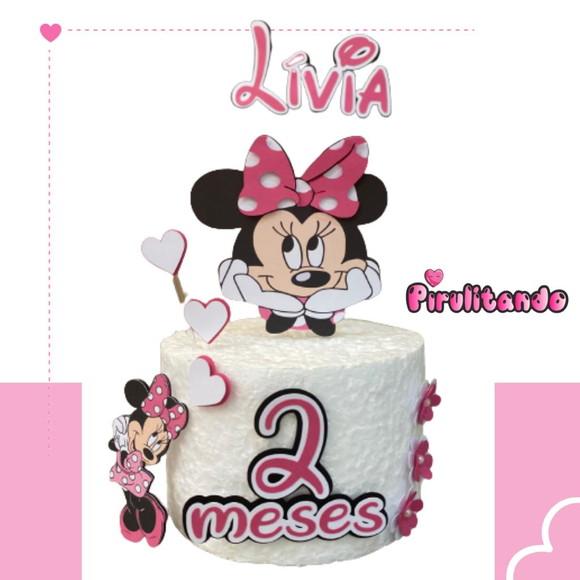 Topo de Bolo Minnie Rosa
