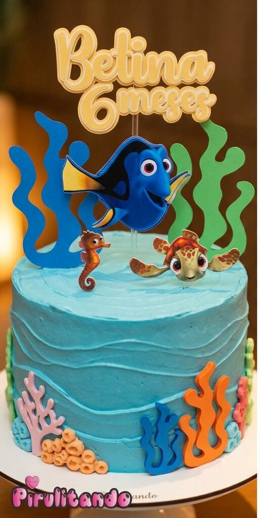 Topo de Bolo Dory Procurando Nemo