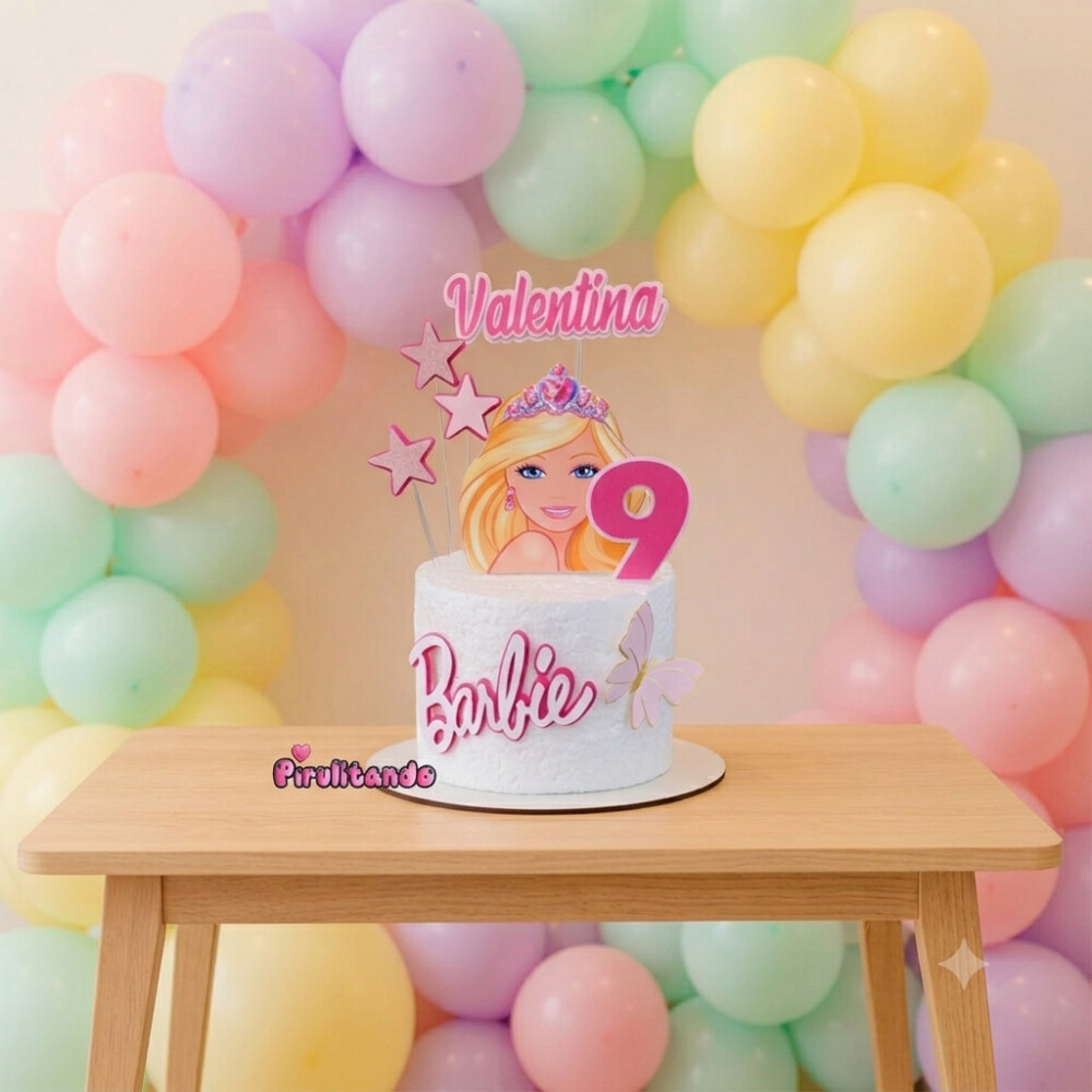Topo de Bolo Barbie com Borboletas