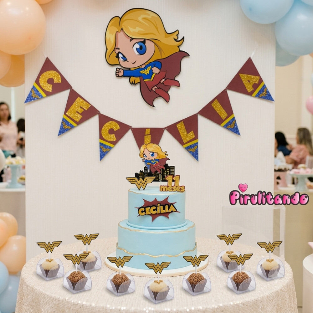 Kit Festa Só Um Bolinho Supergilr / Mulher Maravilha