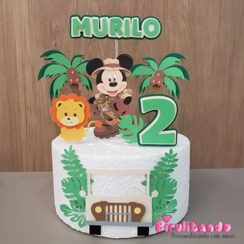 Topo de Bolo Mickey Safari