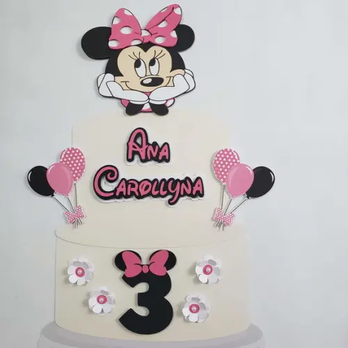 Topo de Bolo Minnie Rosa