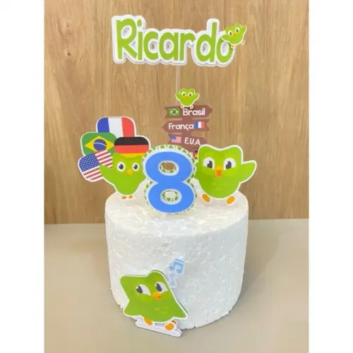 Kit Festa Só Um Bolinho Duolingo com Bandeirola
