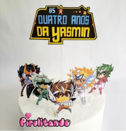 Topo de Bolo Cavaleiros do Zodiaco