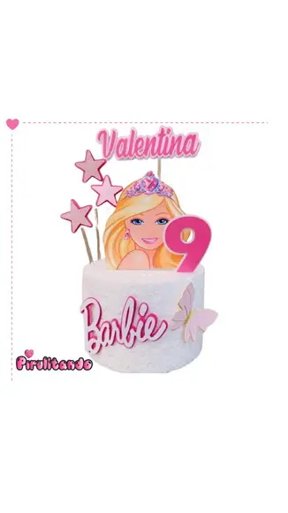 Topo de Bolo Barbie com Borboletas