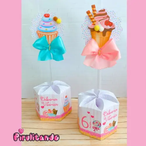 5 Centros de Mesa Personalizado Doceria Confeitaria