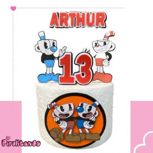 Topo de Bolo Cuphead