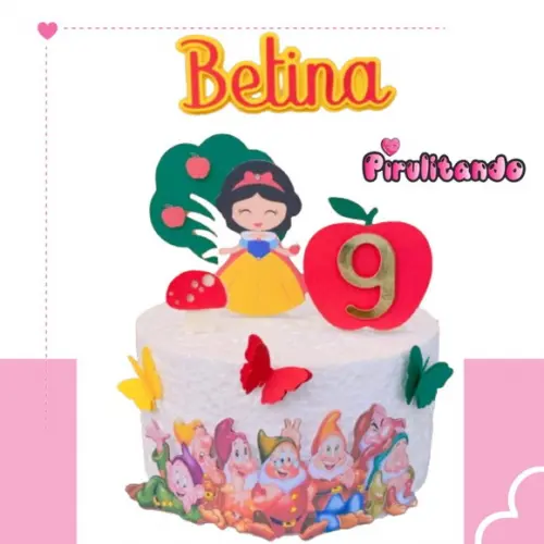 Topo de Bolo Branca de Neve