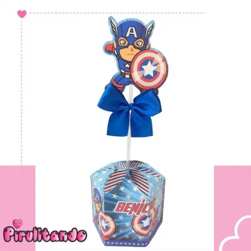 5 Centros de Mesa Personalizado Capitao America Cute