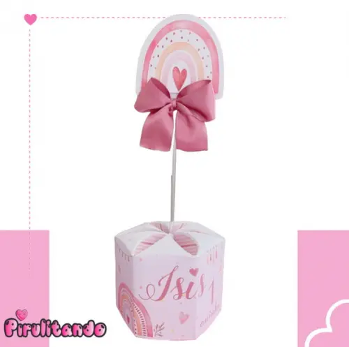 5 Centros de Mesa Personalizado Arco Íris Boho
