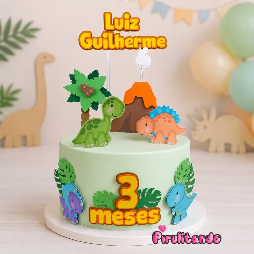 Topo de Bolo Dinossauro Baby Dino Cute Menino