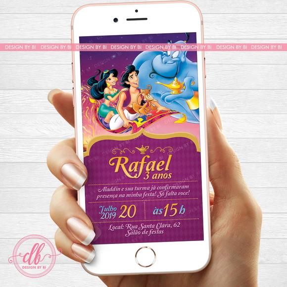 Convite Aladdin Virtual Digital Whatsapp