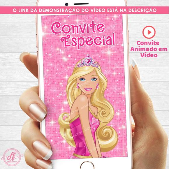 Convite Animado Barbie em Vídeo Digital Virtual