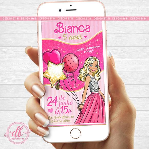 Convite Barbie Digital Virtual Whatsapp