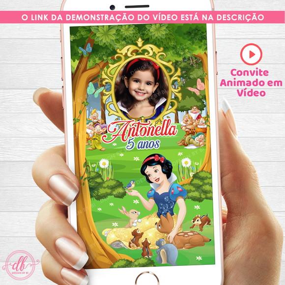 Convite Branca de Neve Digital Virtual Whatsapp