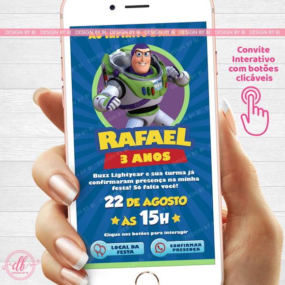 Convite Buzz Lightyear Interativo Whatsapp Virtual Combotões