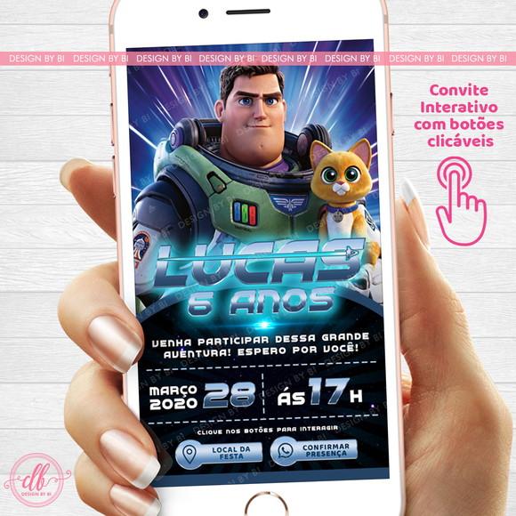 Convite Buzz Lightyear Interativo Whatsapp Virtual Combotões