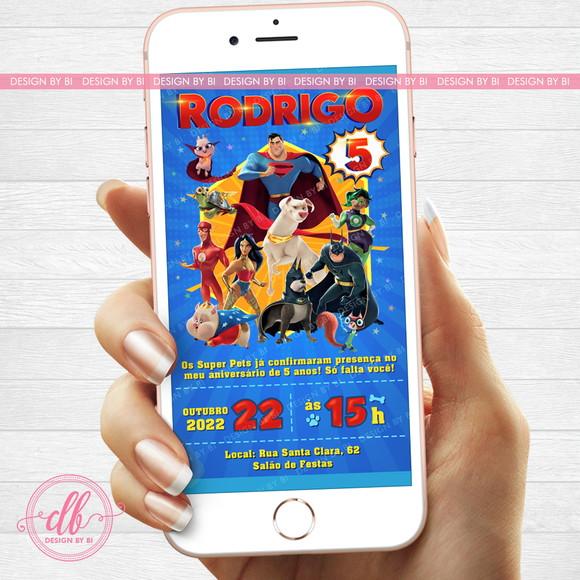 Convite Dc Liga dos Super Pets Digital Virtual Whatsapp