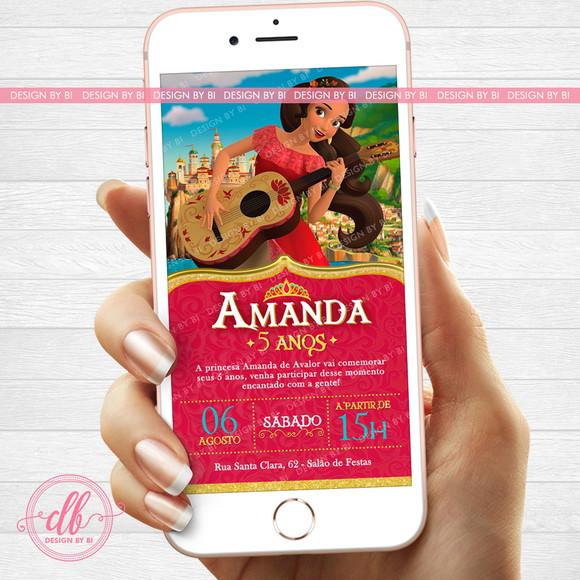 Convite Elena de Avalor Digital Whatsapp