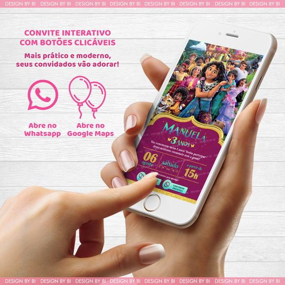 Convite Encanto Disney Virtual Interativo Botões Whatsapp
